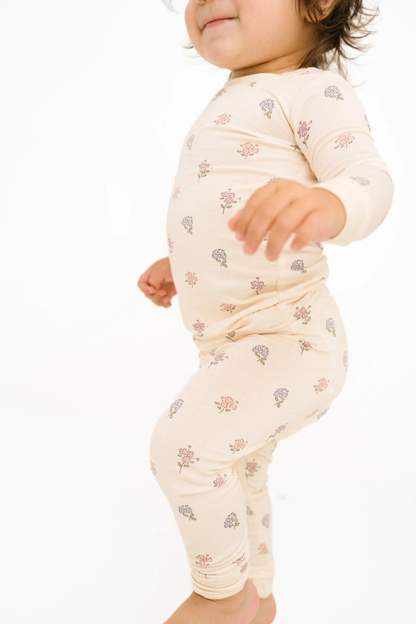 Cream Floral Bamboo Set