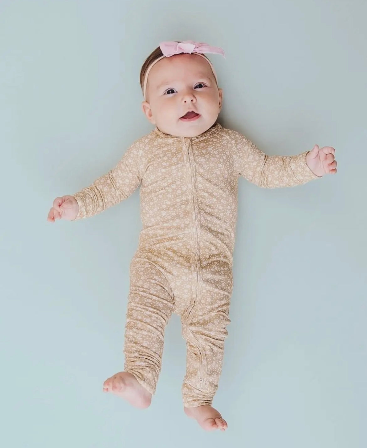 Bamboo Neutral Garden 2 Way Zip Romper