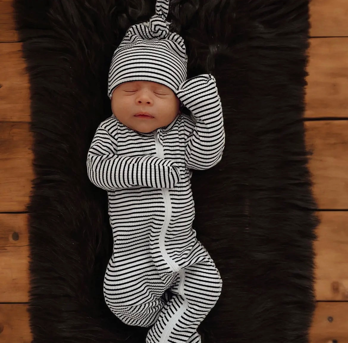 Black Stripe 2-Way Zip Footie