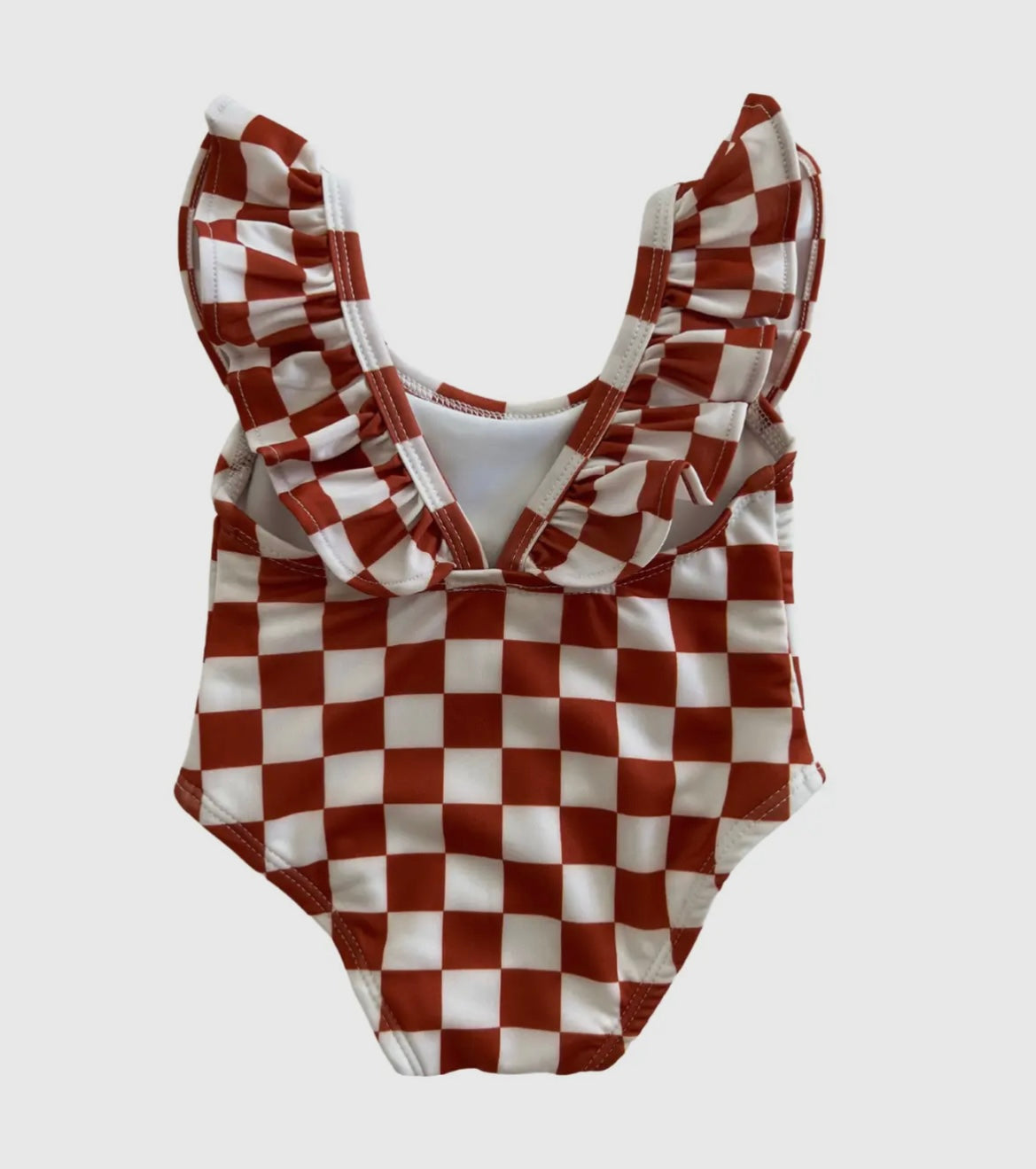 Checkerboard One Piece Ruffle Swimsuit