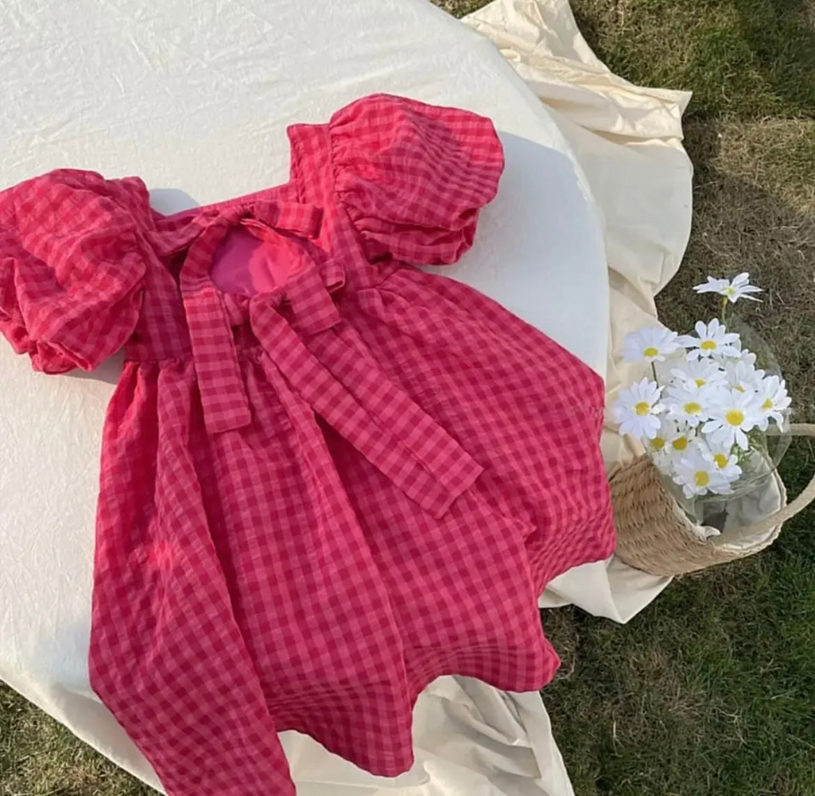 Red Plaid Bow Dress