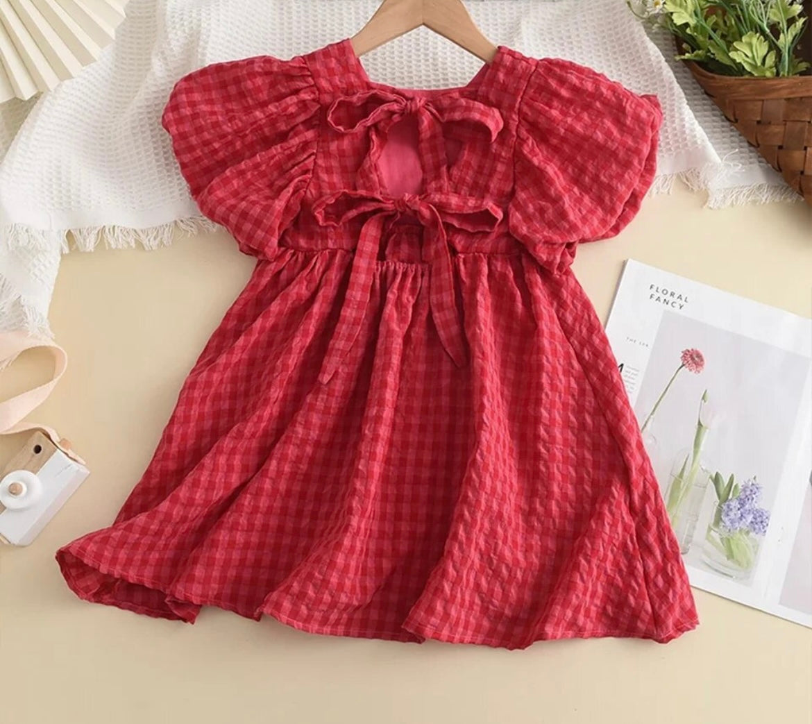 Red Plaid Bow Dress