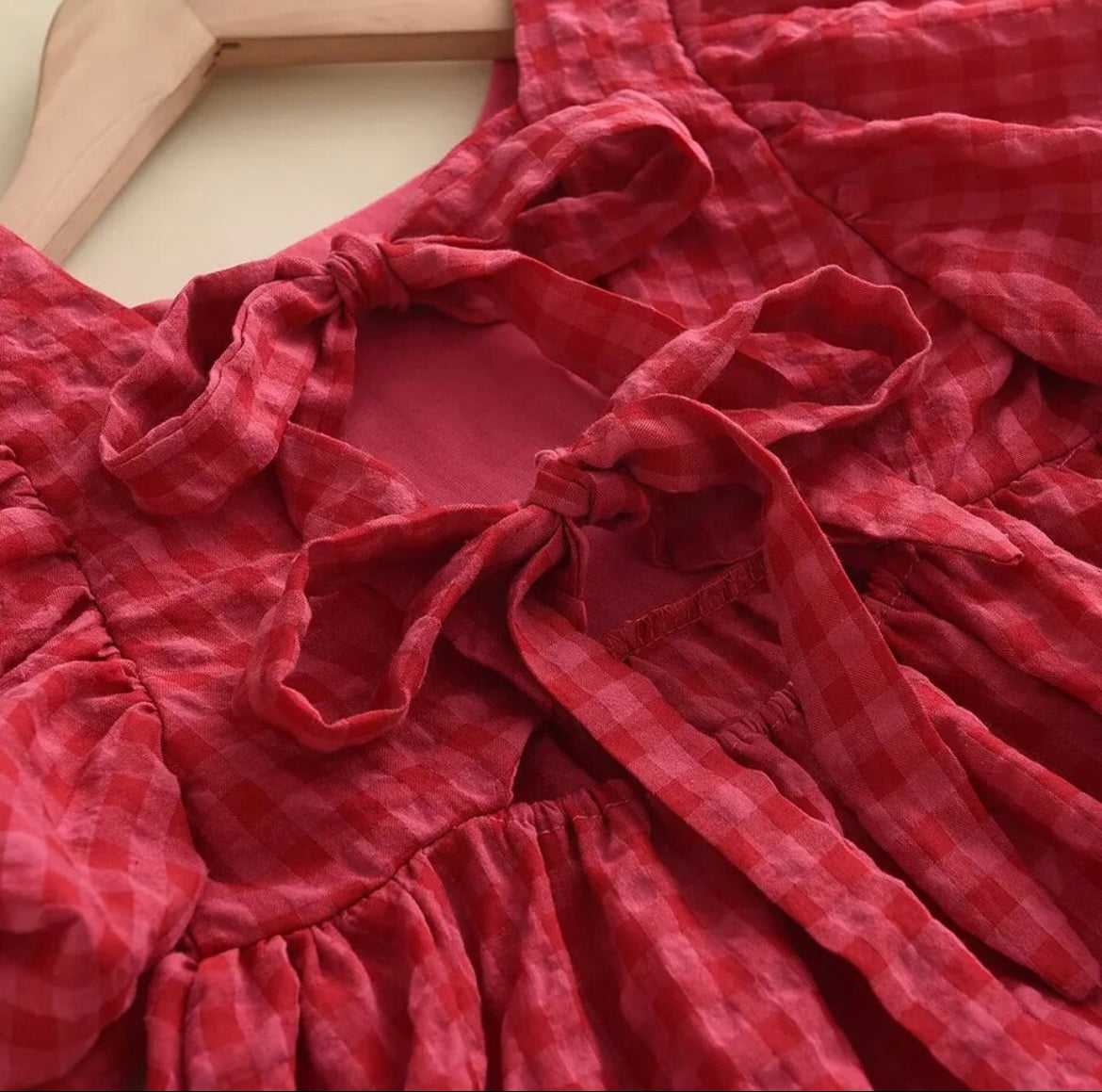 Red Plaid Bow Dress