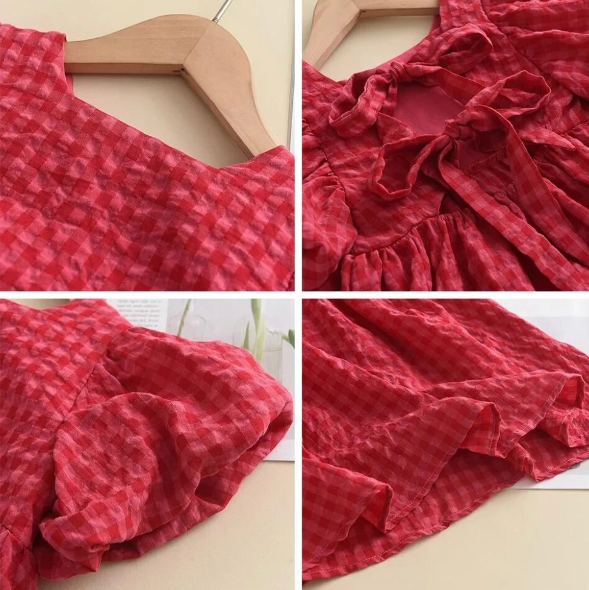 Red Plaid Bow Dress