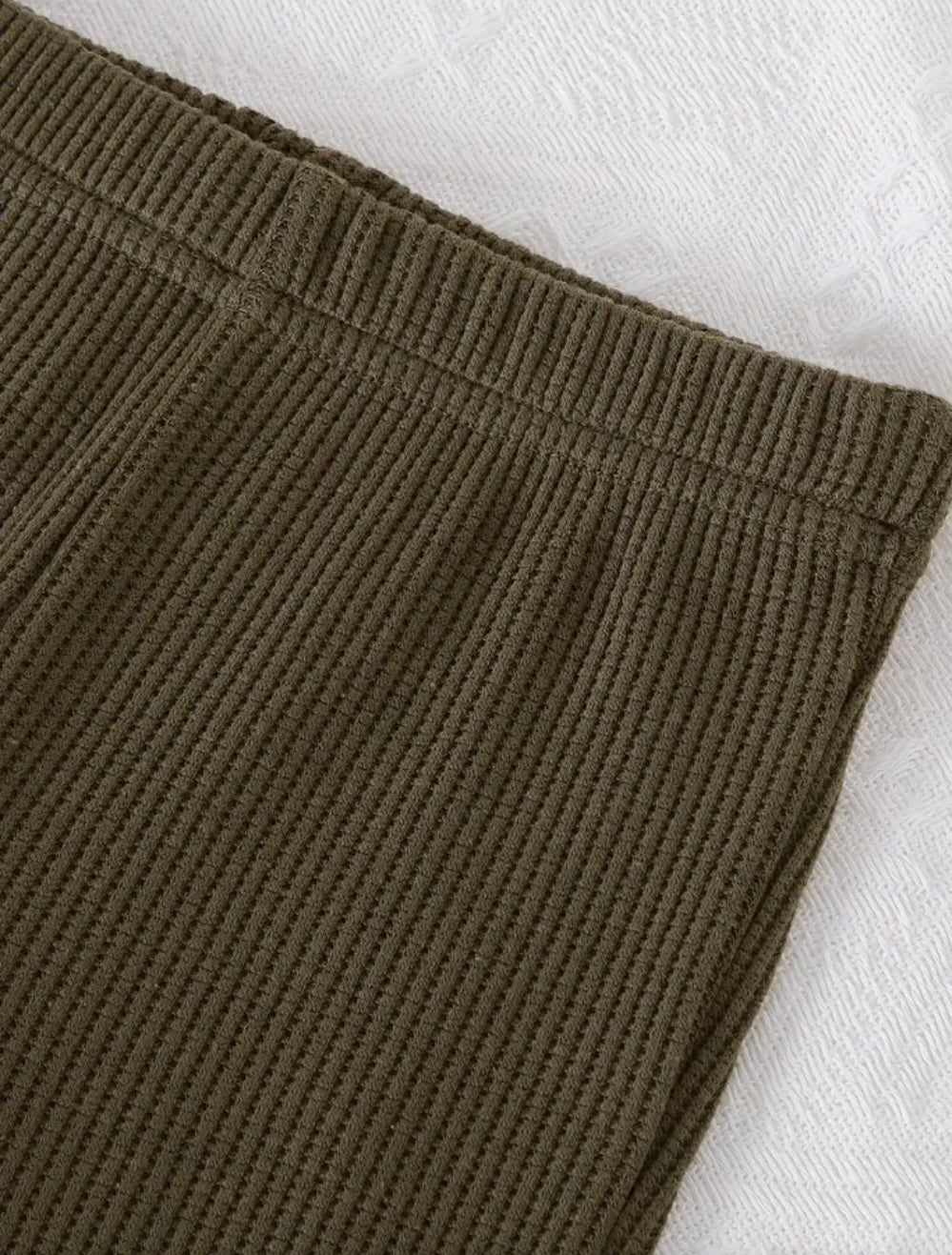 Boys Army Green Waffle Outfit