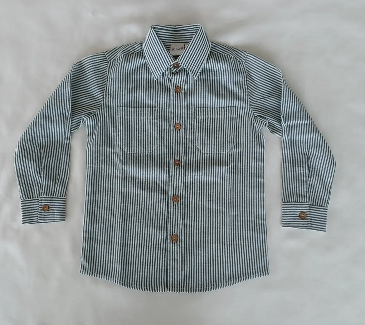 Grey Stripes Boys Shirts