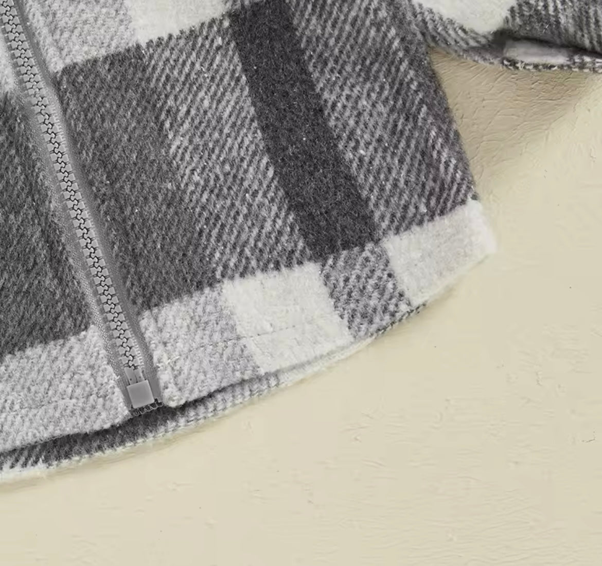 Boy Long Sleeve Zip Up Hooded Plaid Jacket