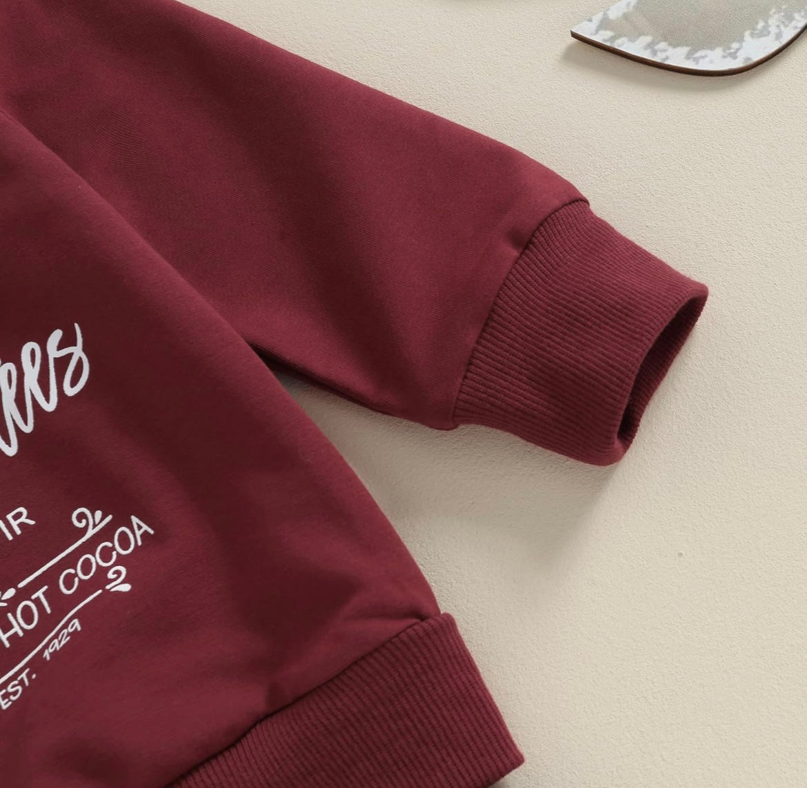 Christmas Burgundy Sweatshirt & Black Pant Set