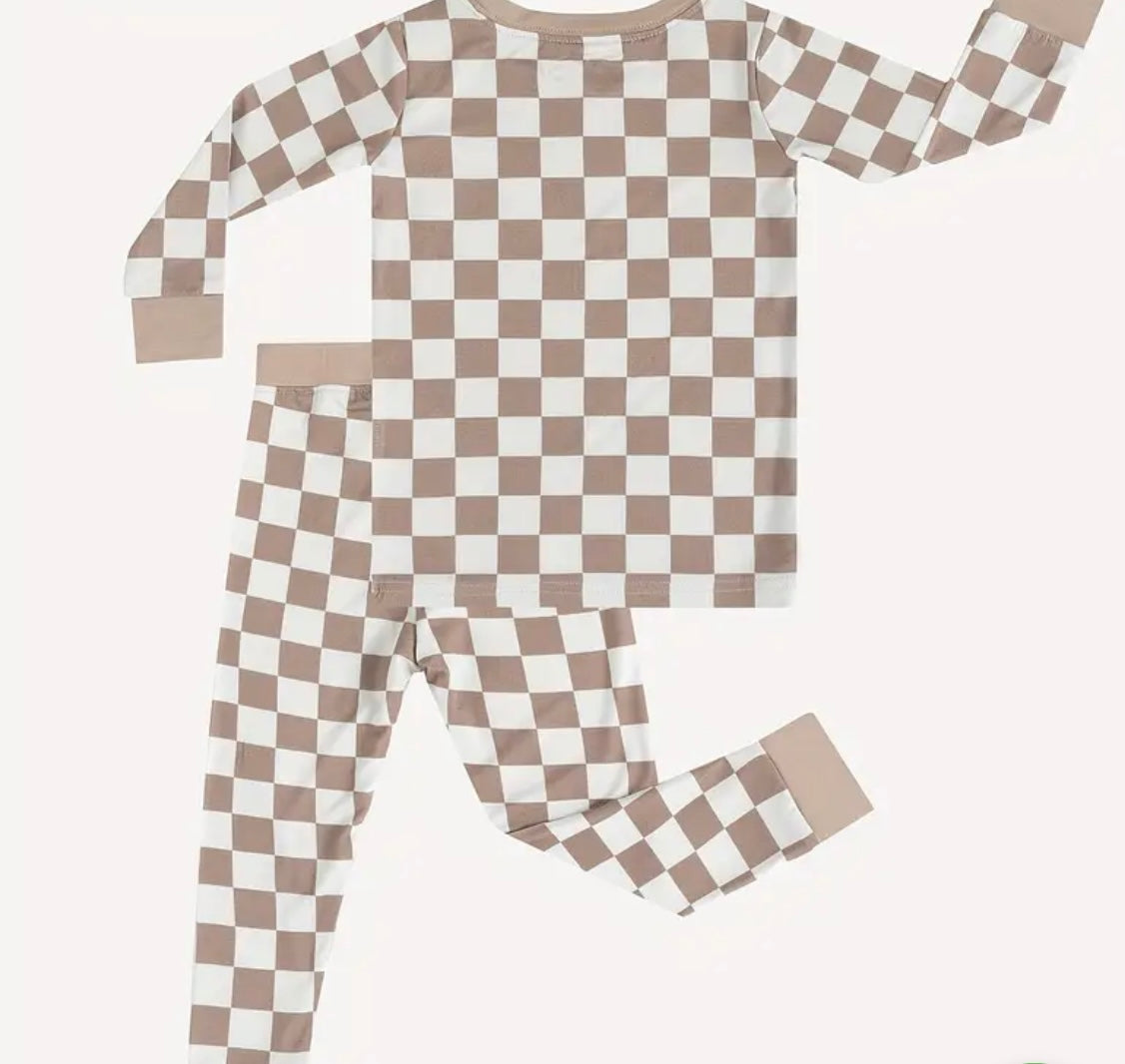 Bamboo 2 Piece Toddler Checkerboard Pajamas