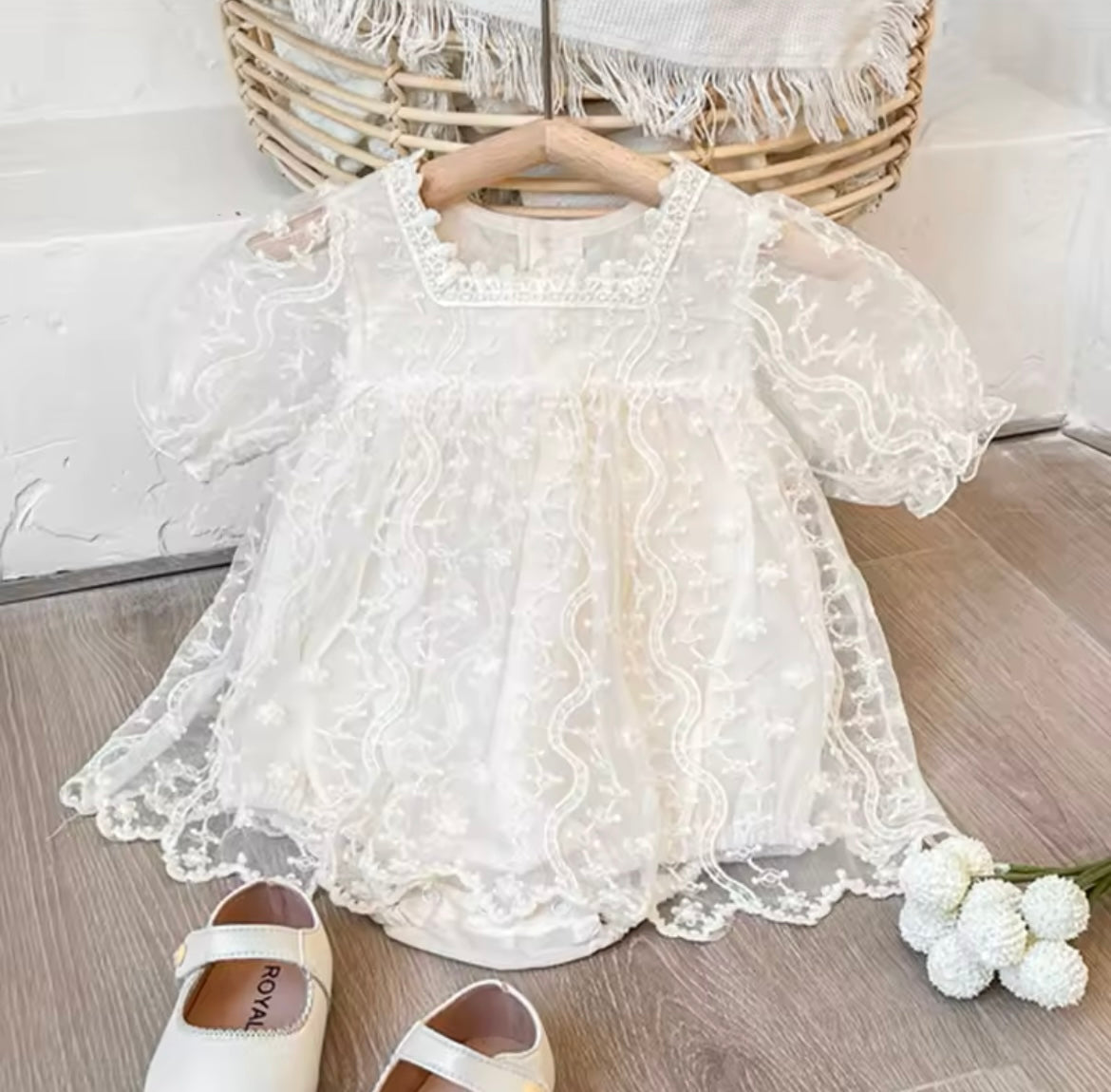 Girl Tutu Lace Cream Dress