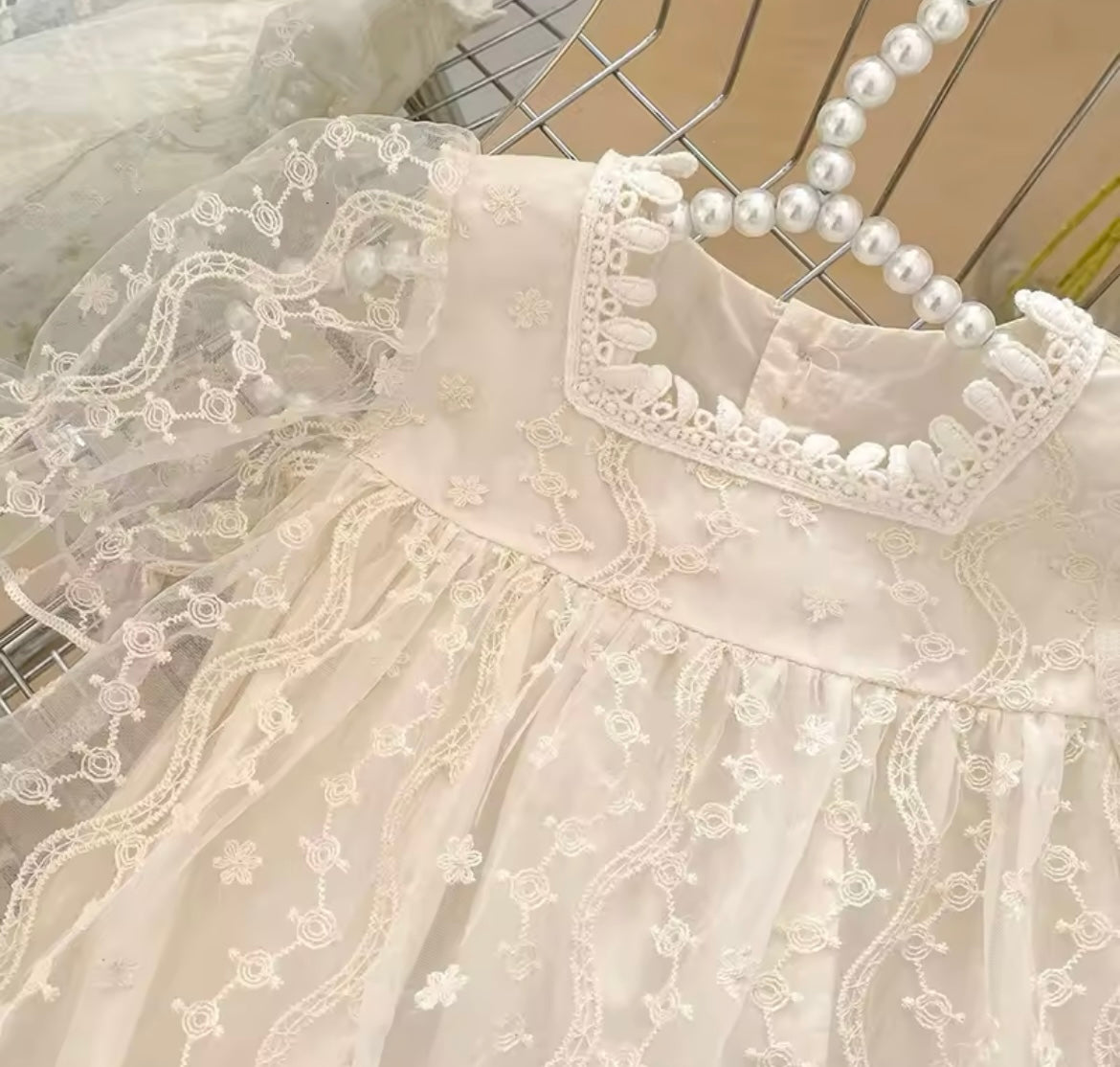 Girl Tutu Lace Cream Dress