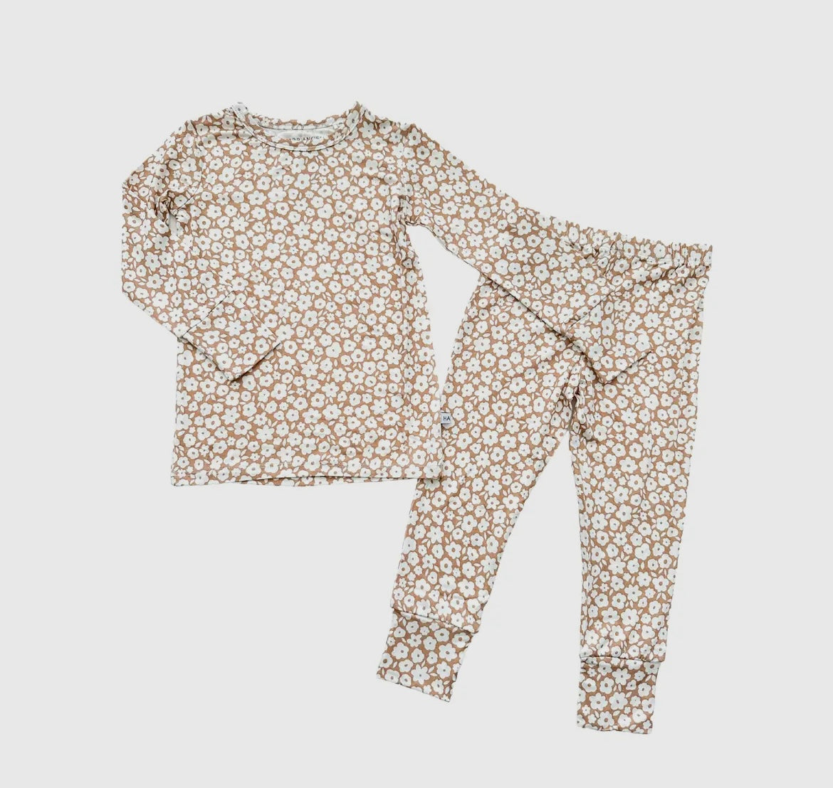 Girl Two Piece Mocha Bamboo Pajama Set