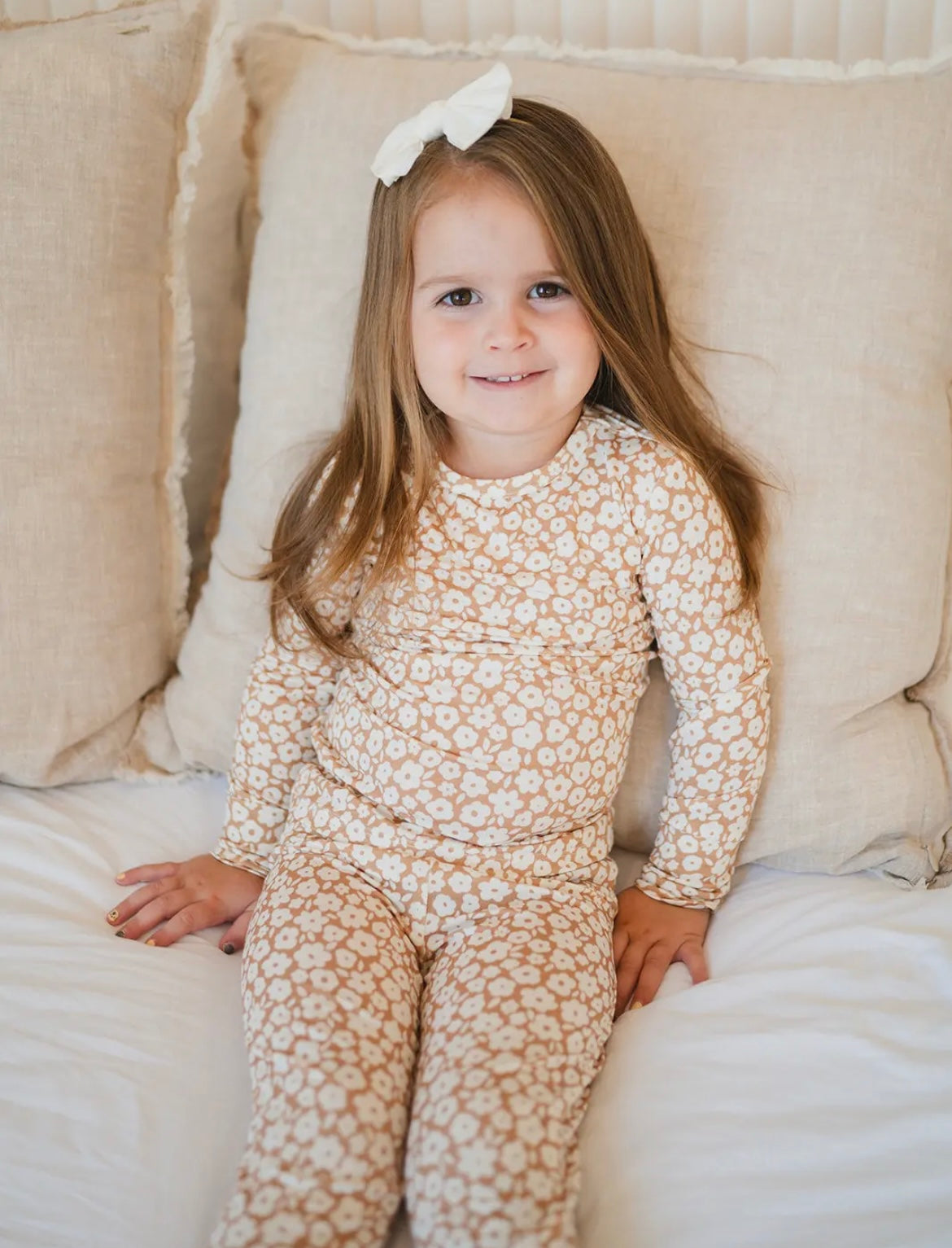 Girl Two Piece Mocha Bamboo Pajama Set