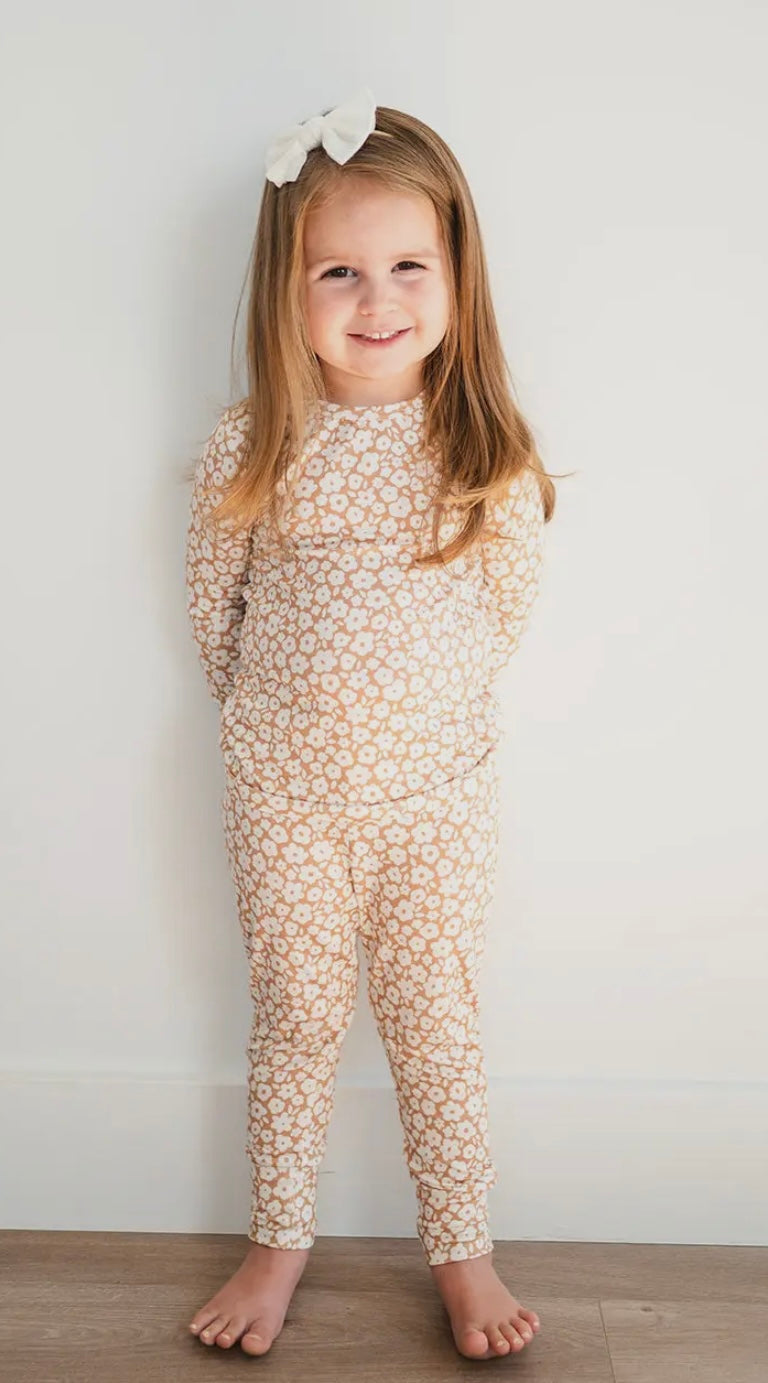 Girl Two Piece Mocha Bamboo Pajama Set