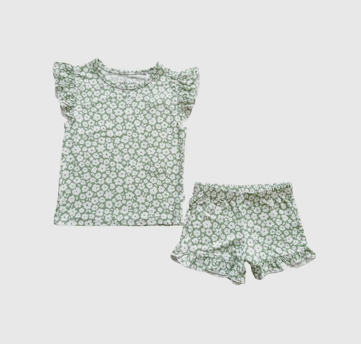 Girl Two Piece Sage Bamboo Short Set