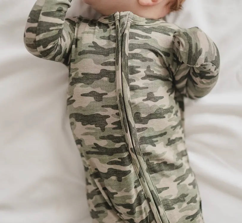 Baby Boy Camo Bamboo Zipper Sleeper