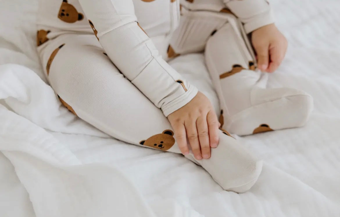 Boy Bear Bamboo Zipper Footie Sleeper