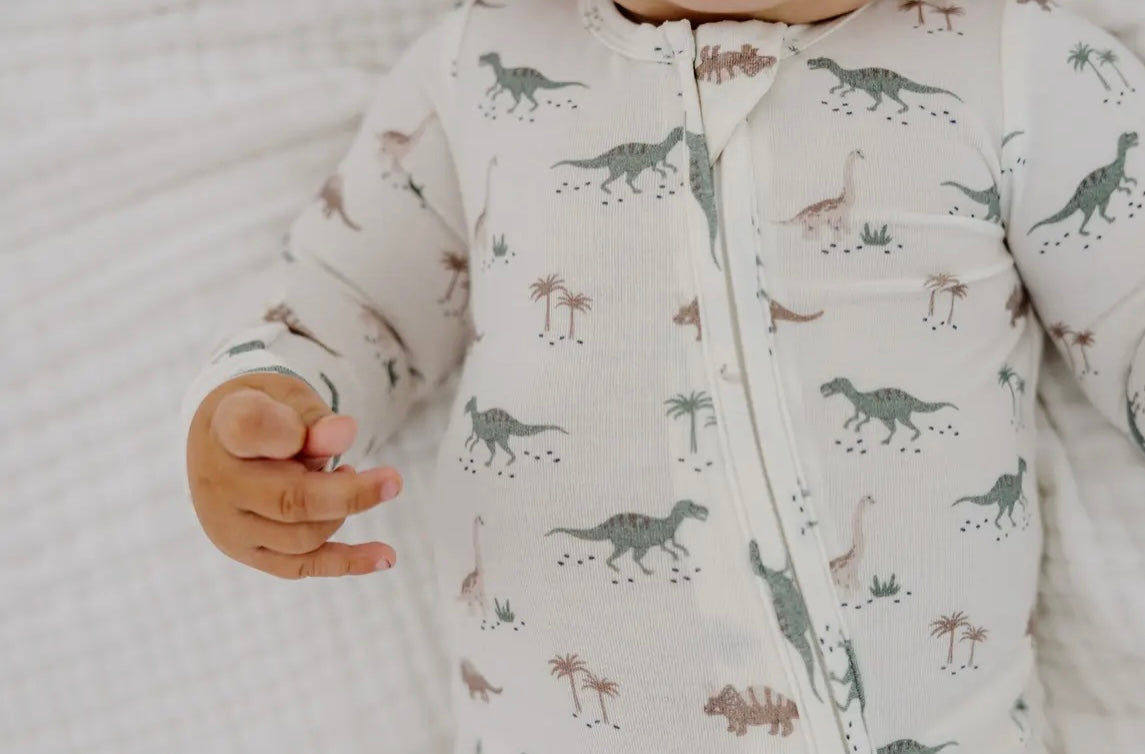 Boy Dinosaur Bamboo Footie Zipper Sleeper