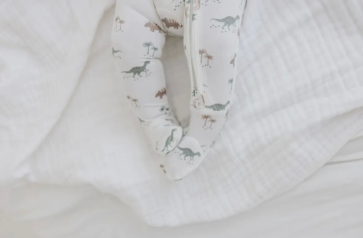 Boy Dinosaur Bamboo Footie Zipper Sleeper