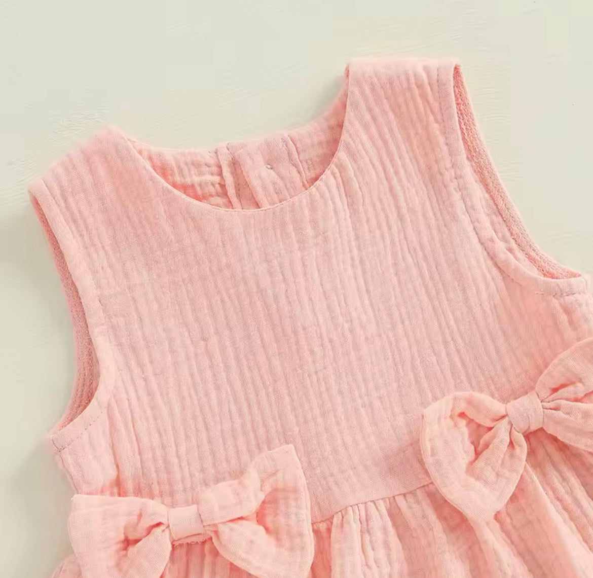 Girl Summer Muslin Bow Tank Top & Elastic Waist Ruffled Shorts Set