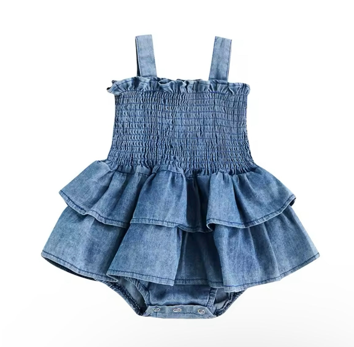 Baby Girl Denim Sleeveless Ruffle Romper