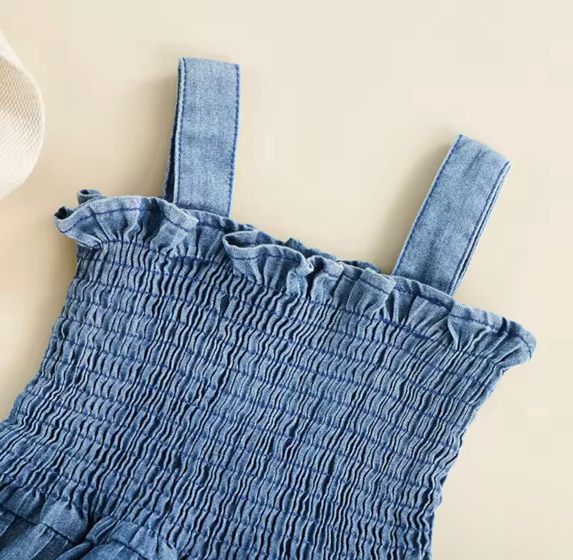 Baby Girl Denim Sleeveless Ruffle Romper