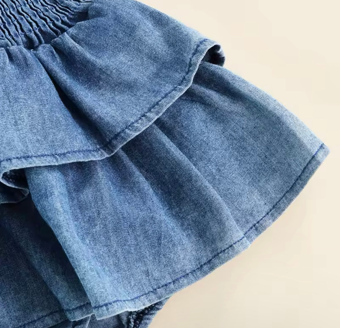 Baby Girl Denim Sleeveless Ruffle Romper