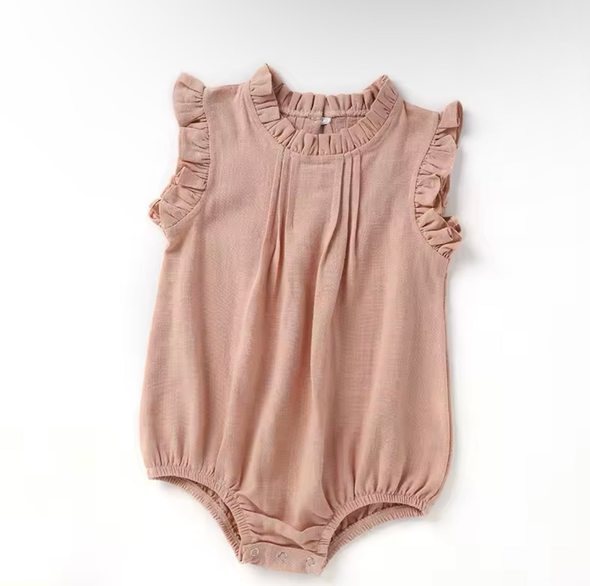 Baby Girl Linen Sleeveless Mauve Romper