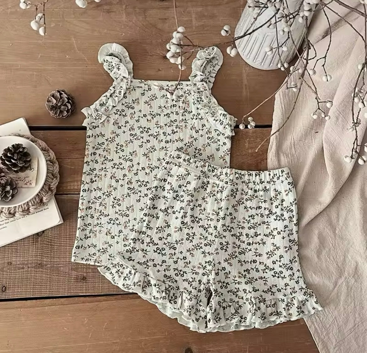 Baby Girl Ruffled Sleeveless Floral Short Set