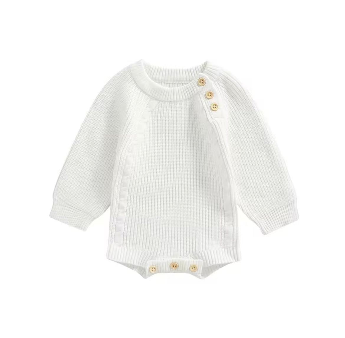 Baby Girl Sweater Button Romper