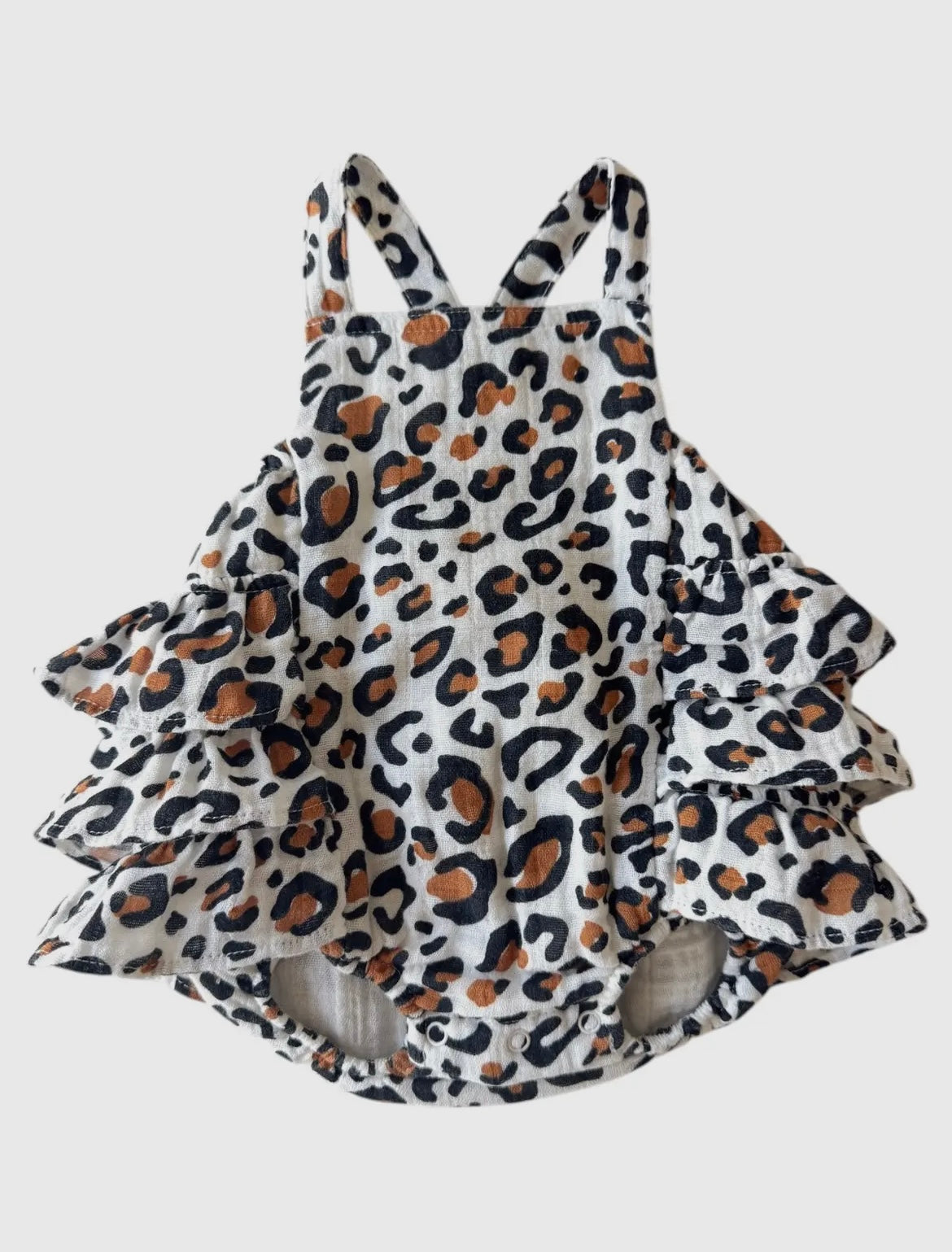 Leopard Muslin Ruffle Sun suit
