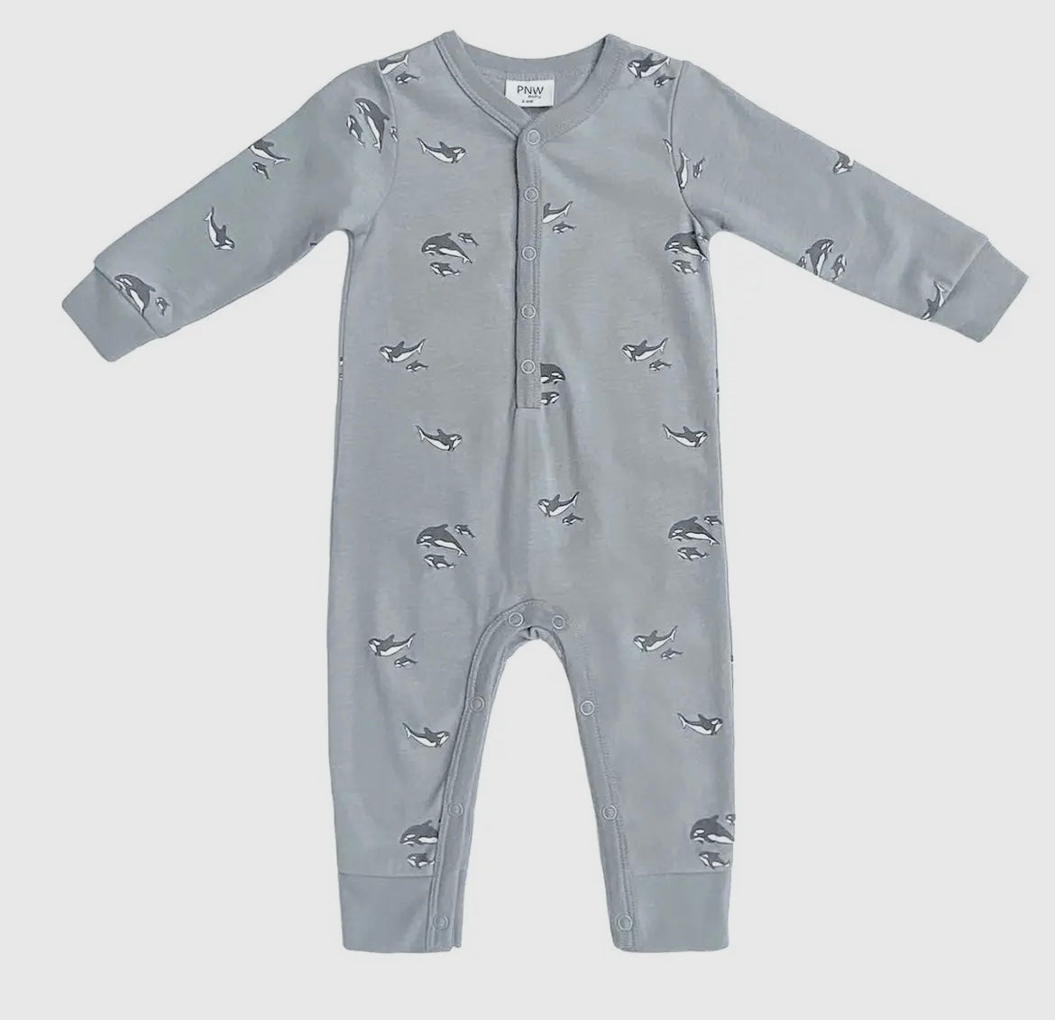 Baby Snap Grey Orcas Romper