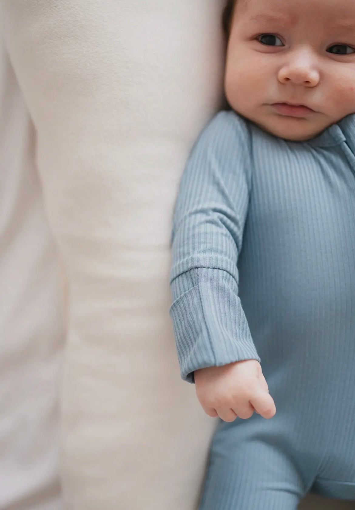 Baby Boy Ribbed Blue Zipper Sleeper