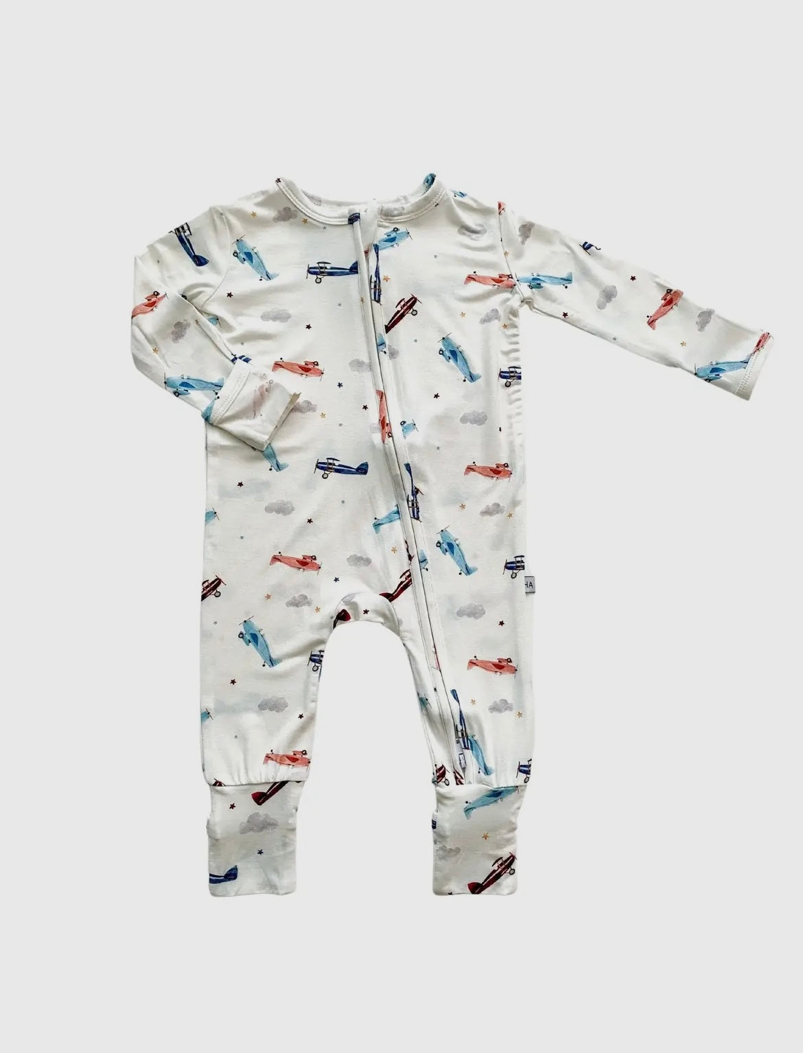 Boy Bamboo Zipper Vintage Airplane Sleeper