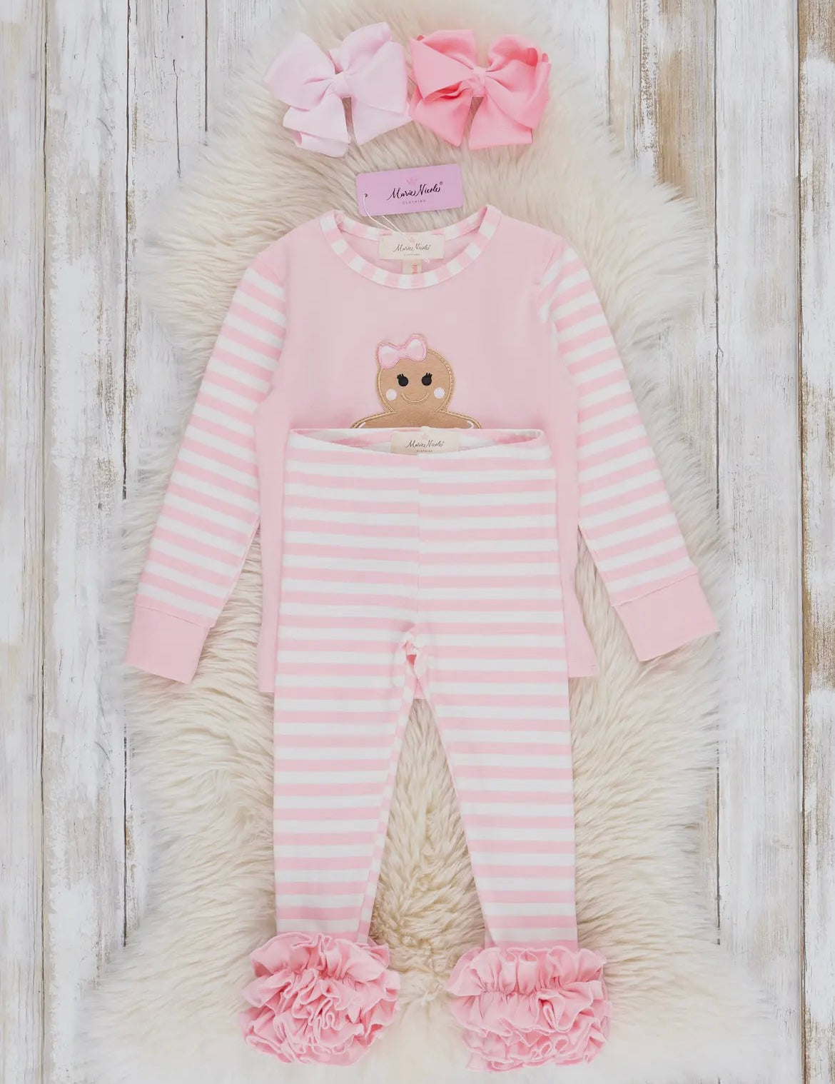 Girls Christmas Gingerbread Pink Pajamas