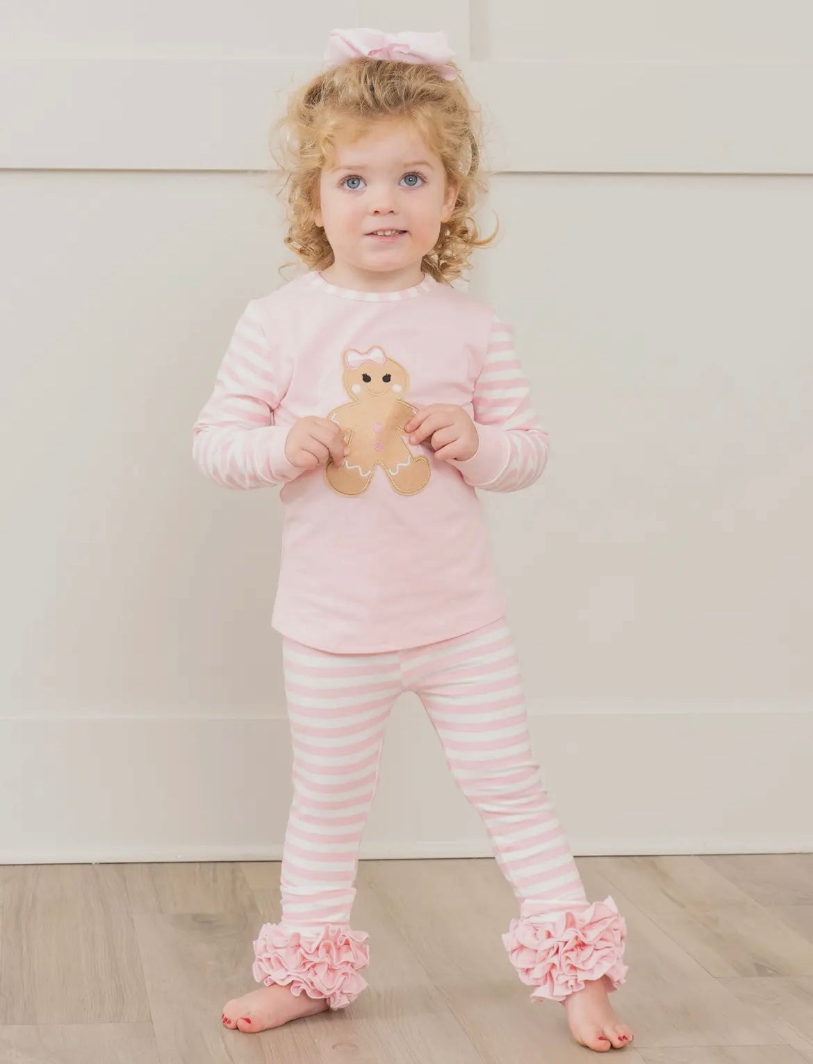 Girls Christmas Gingerbread Pink Pajamas