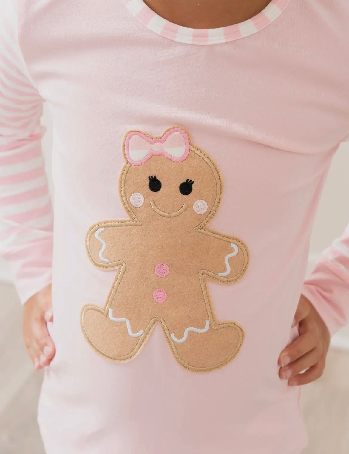 Girls Christmas Gingerbread Pink Pajamas