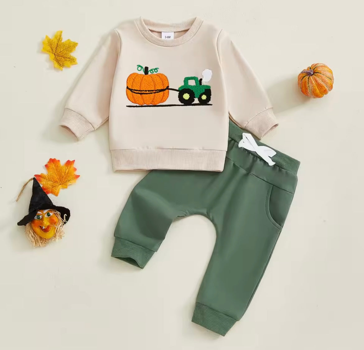 Halloween Pumpkin Tractor Embroidery Set
