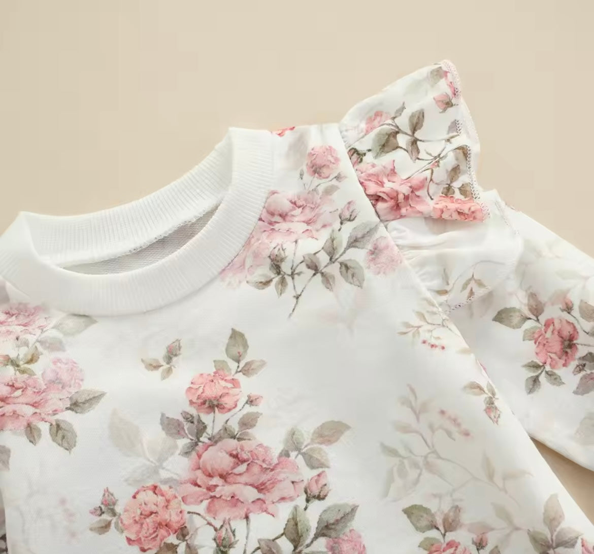 Baby Girl Pink Floral Bodysuit Set