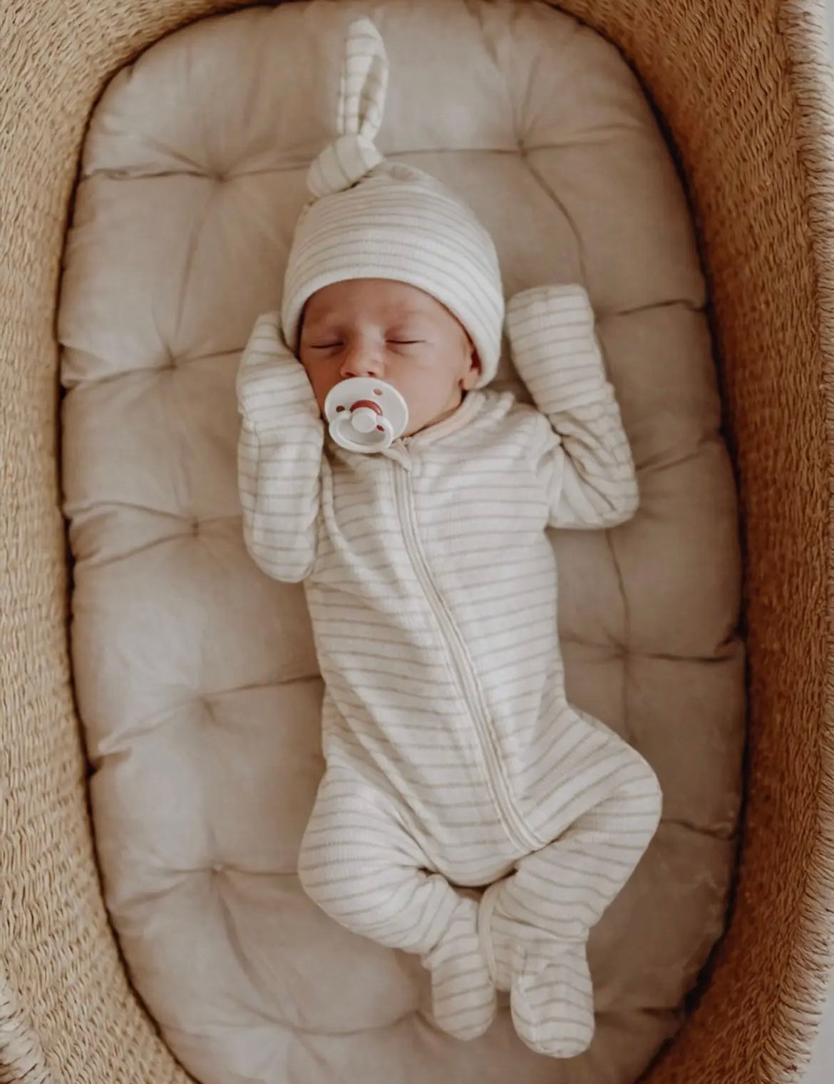 Baby Boy Sage Stripe 2 Way Zip Footie