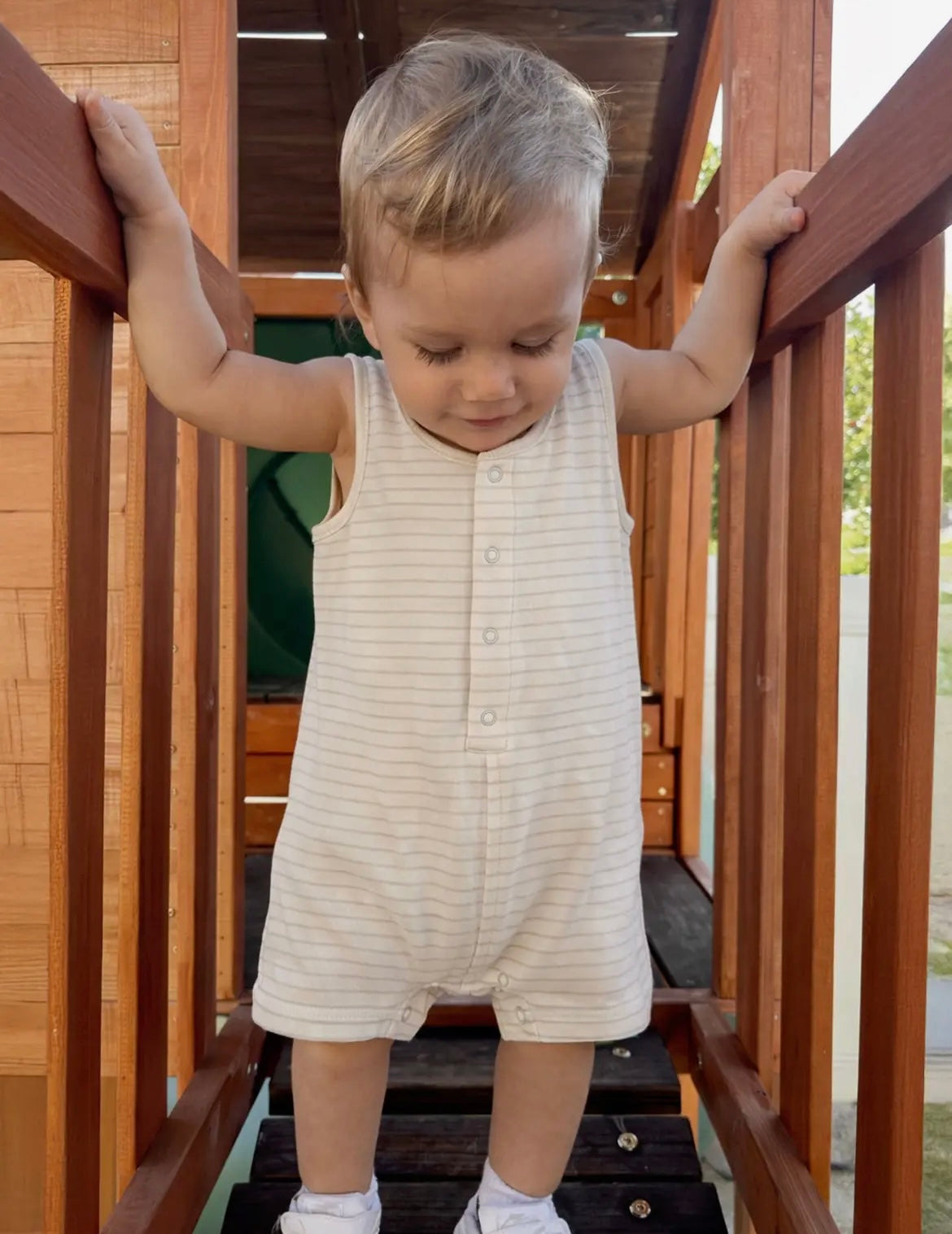 Baby Boy Sage Stripe Shortie