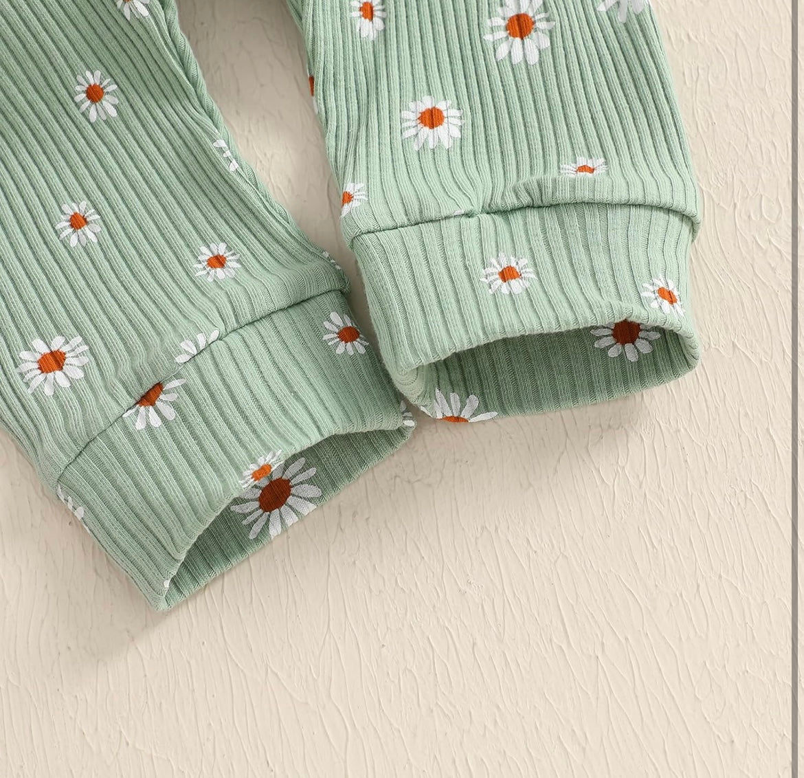 Girl Mint Green Ribbed Daisy 2 Piece Set