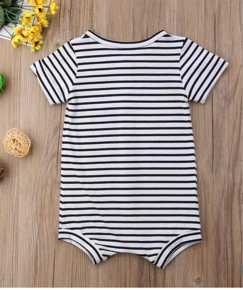Black & White Stripe Button Down Romper