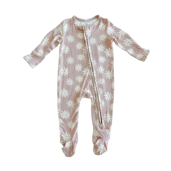 Girl Blossom Zipper Bamboo Footie Sleeper