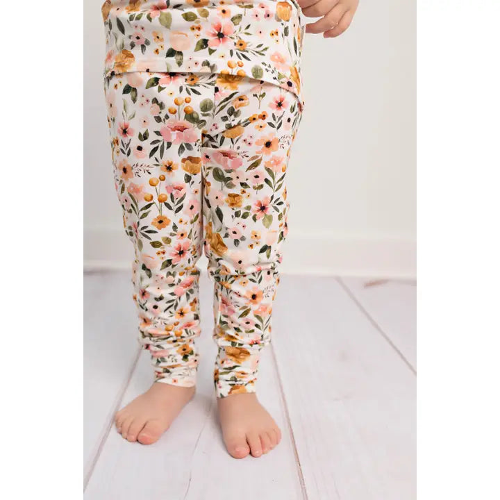 Girl Boho Floral Bamboo Toddler Two-Piece Pajama Set