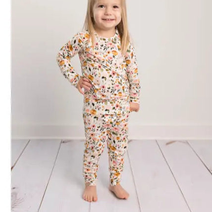 Girl Boho Floral Bamboo Toddler Two-Piece Pajama Set
