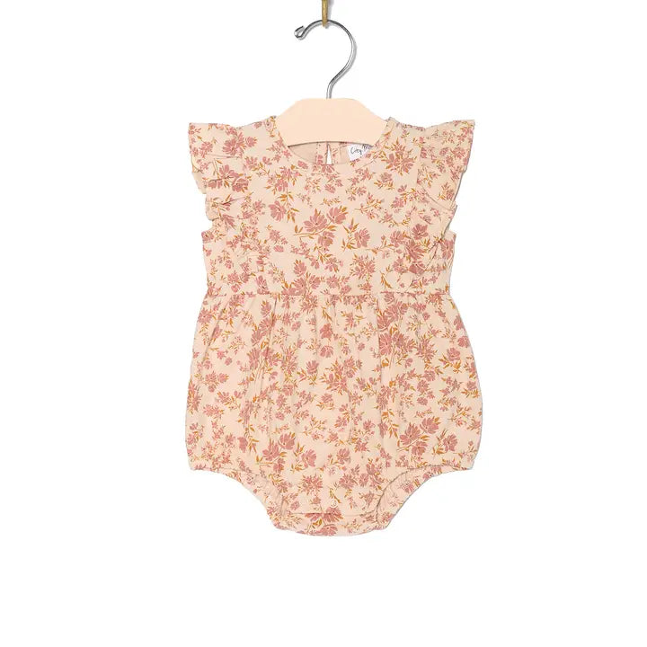 Baby Girl Flutter Front Blush Floral Romper