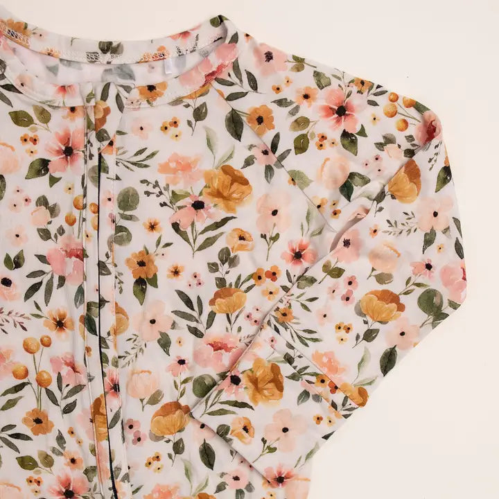 Baby Girl Boho Floral Zipper Bamboo Sleeper