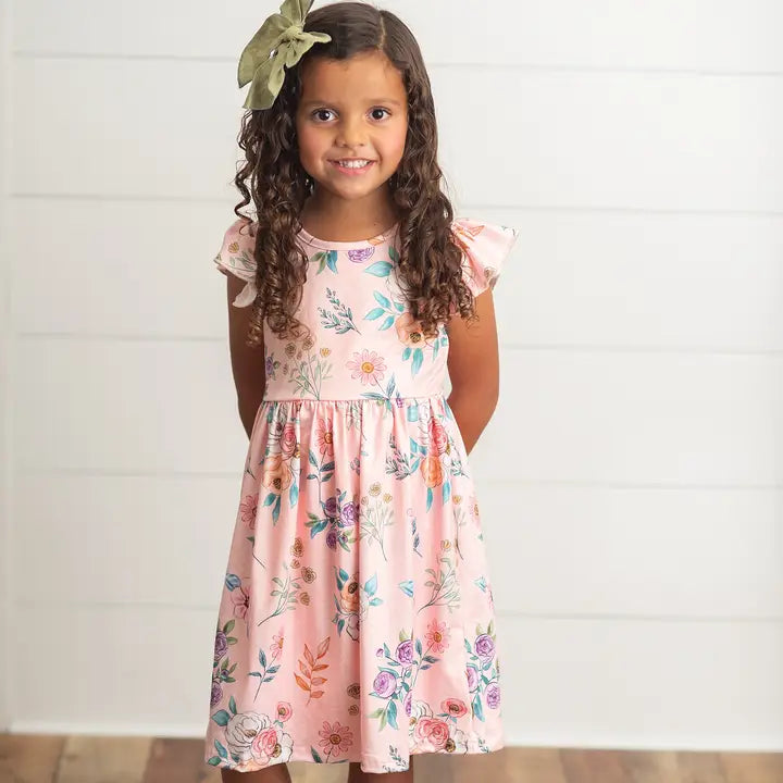 Girl Blush Dainty Floral Spring Easter Dress