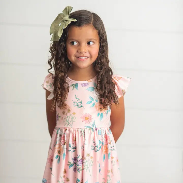 Girl Blush Dainty Floral Spring Easter Dress